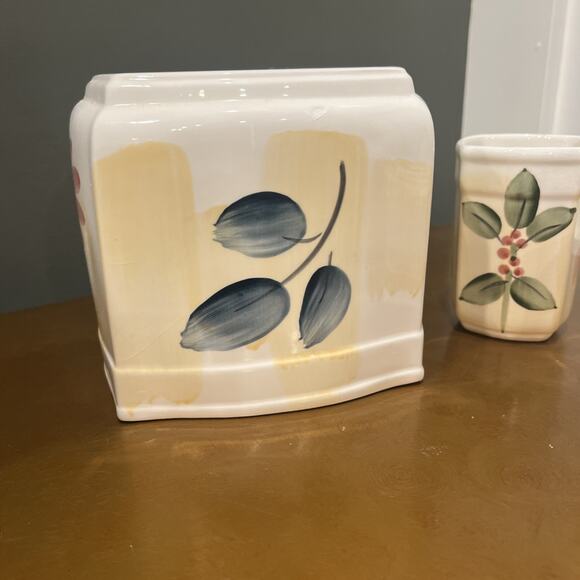 Croscill Botanical Gazebo Ceramic Square Tissue Box Cover Toothbrush Holder, Cup main image 11